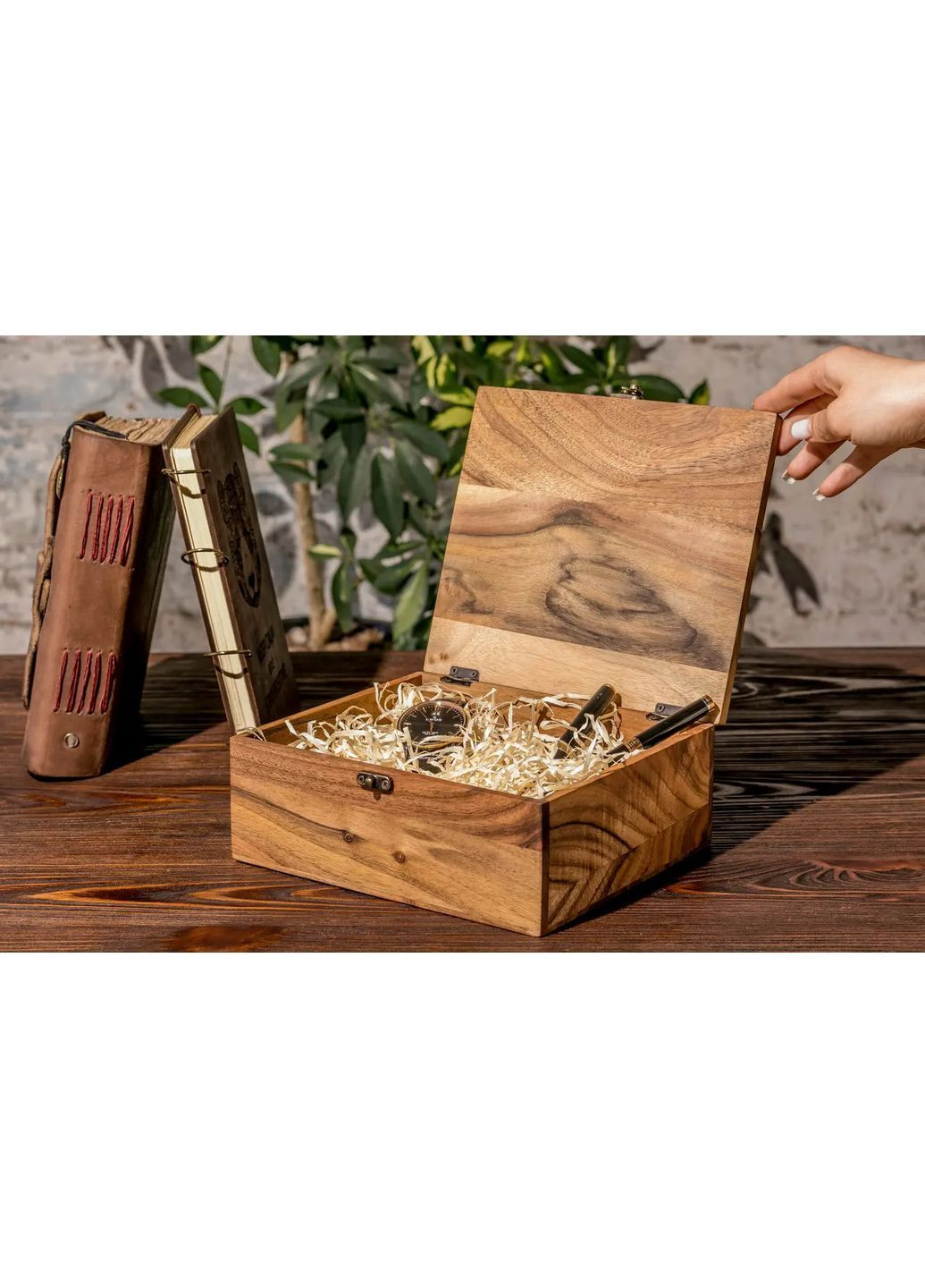 Деревянная подарочная коробка из натурального дерева со сплошной крышкой M – 208x180x77 мм Handmade EB-3.2 (366666027)