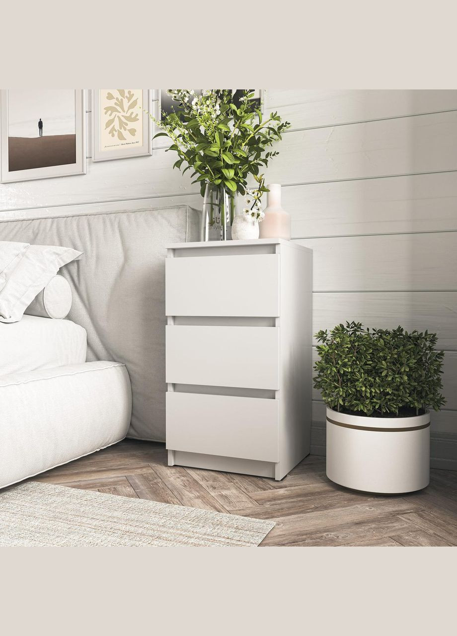 Приліжкова тумба на 3 шухляди в спальню T-216 від Білий MORELI (335424155)