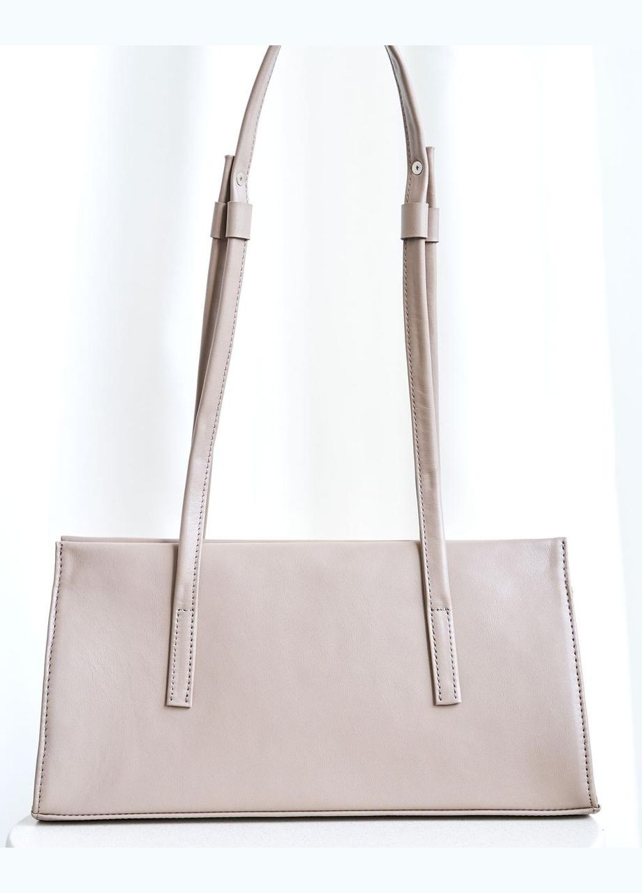 Жіноча сумка з натуральної шкіри з одним відділенням на блискавці бежева «Луанна» WeLassie (337165439)