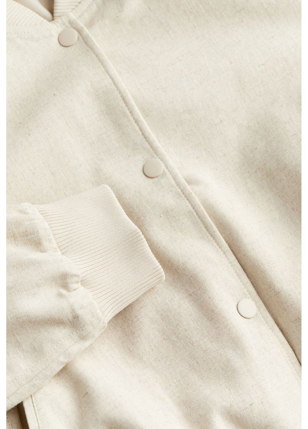 Светло-бежевая летняя женская льняная куртка бомбер н&м (56789) xs светло-бежевая H&M