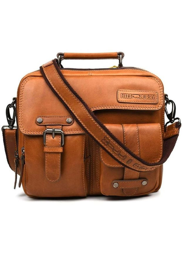 Сумка планшет через плечо мужская из натуральной кожи для телефона и для документов средняя Hill&Burry Коричневый 38080 HILL BURRY (355245056)