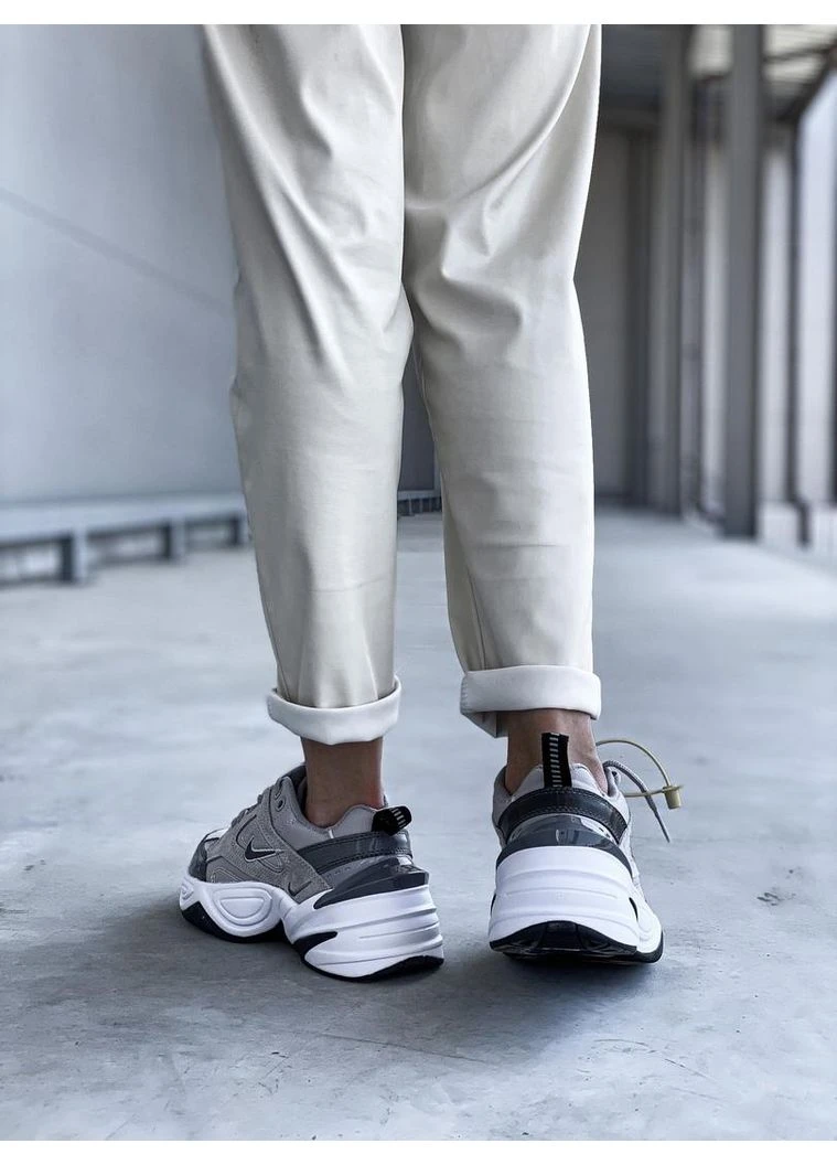 Сірі кросівки чоловічі nike m2k tekno grey beige найк м2к текно сірі демісезон No Brand