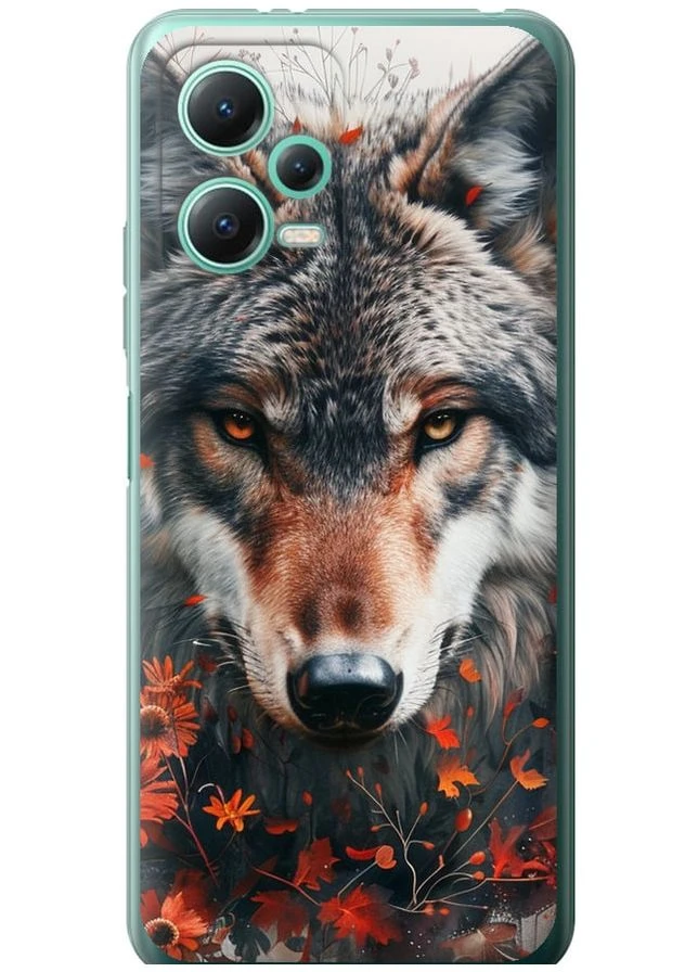 Силиконовый чехол 'Wolf and flowers' для Endorphone Xiaomi Poco X5 5G (285785489)