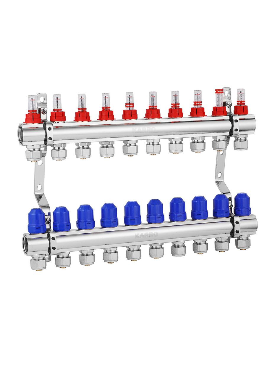 Коллектор в сборе на 10 выходов евроконус, хромированный KR-20160 Karro (332966918)