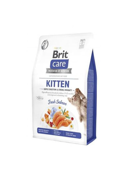 Сухой корм Cat by Nutrition Kitten Gentle Digestion Strong Immunity для котят, с лососем, 2 кг Brit Care (362702981)