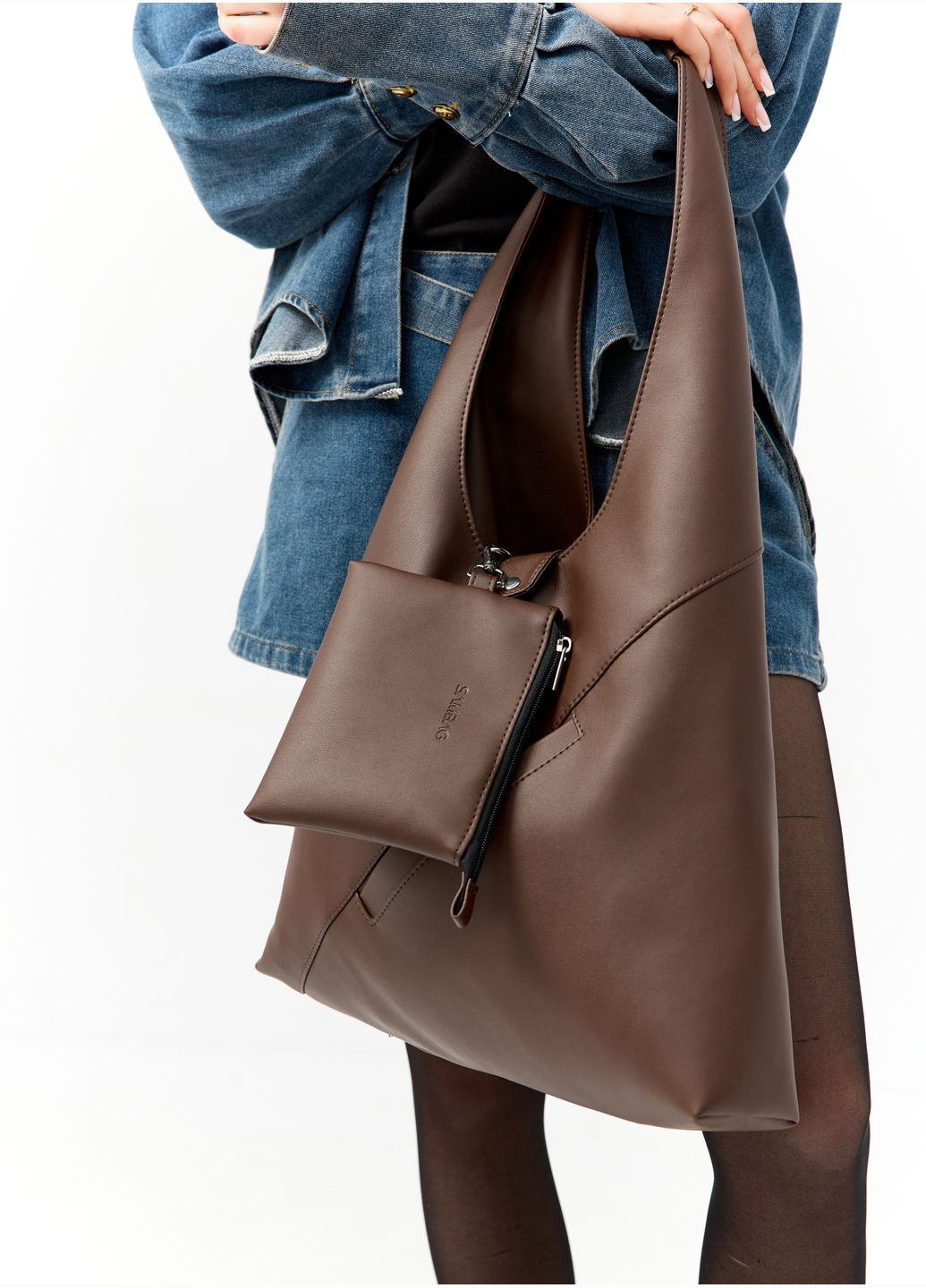 Жіноча сумка хобо шоколадна Sambag (322735711)