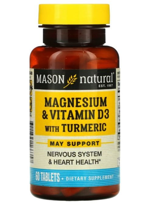 Magnesium & Vitamin D 3 With Turmeric 60 Tabs Mason Natural (291848631)