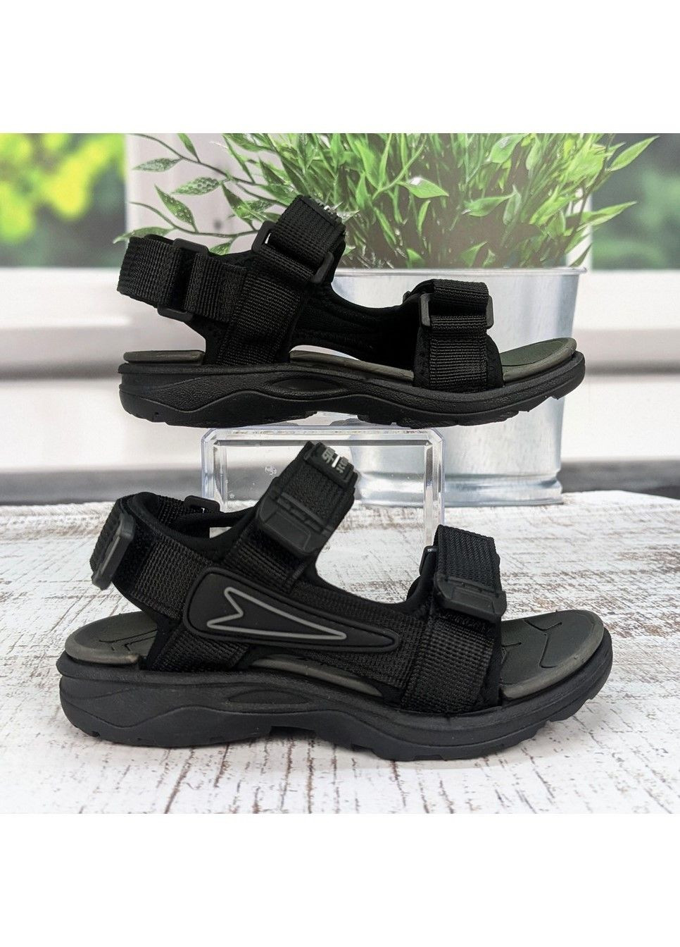 Черные повседневные босоножки детские сандалии для мальчика EEBB на липучке