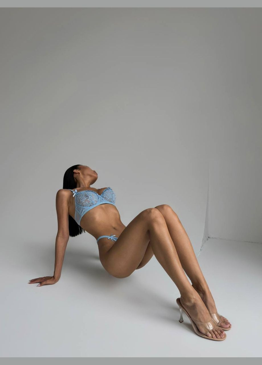 Блакитний демісезонний витончений ніжний комплект білизни Vakko