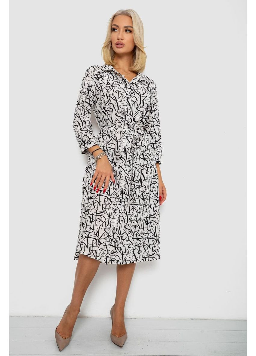 Белое платье софт на пуговицах с принтом Ager