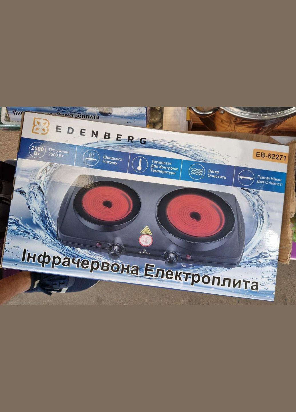 Инфракрасная плита 62271 на 2 комфорта на запчасти Edenberg (323213600)