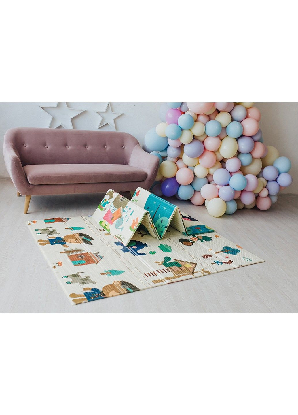 Дитячий двосторонній складний килимок 180х150 см Poppet Лісові мешканці та Добрі сусіди (2036013) No Brand (299666723)