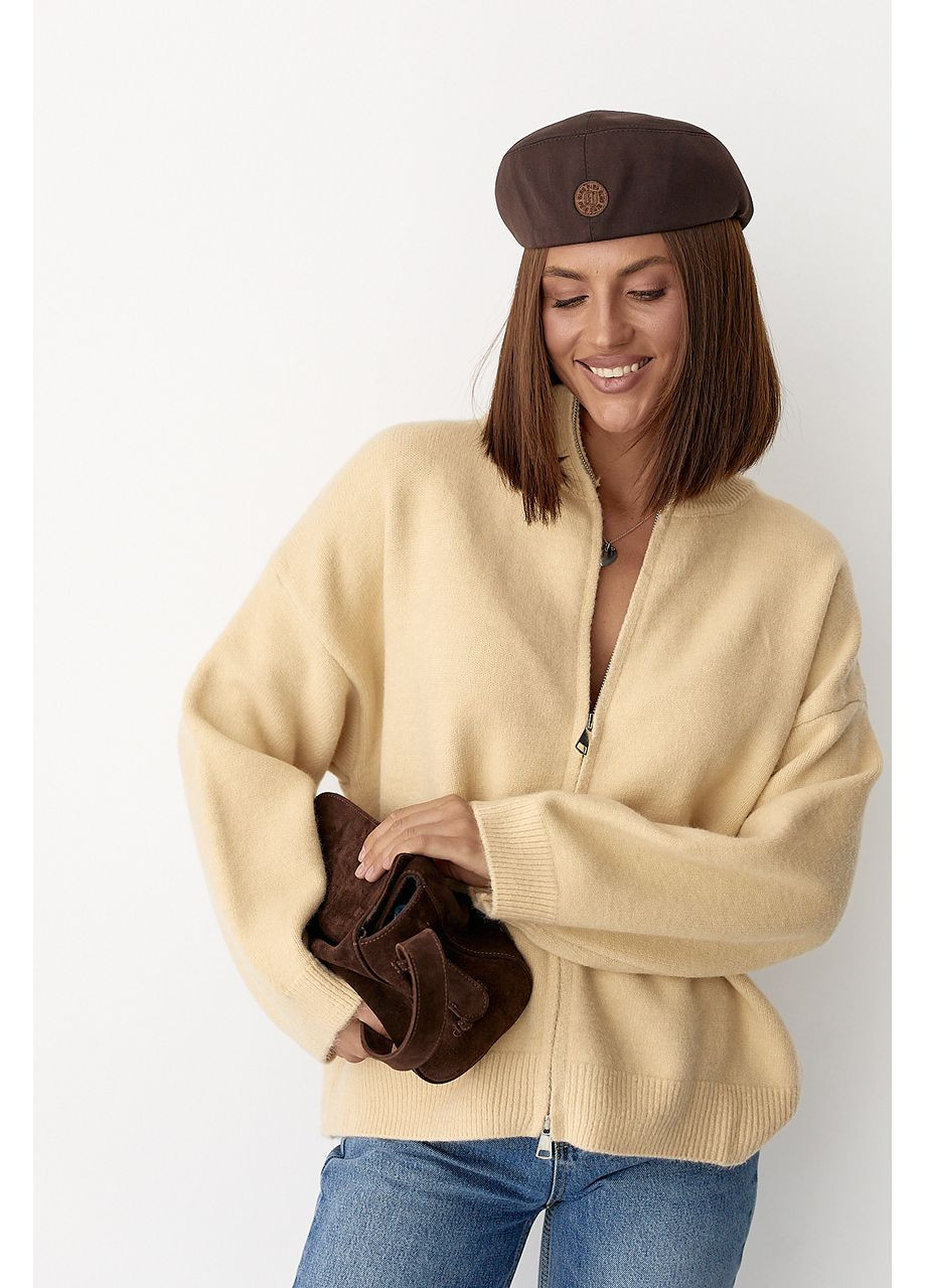 Теплий в'язаний кардиган на блискавці No Brand (360392785)