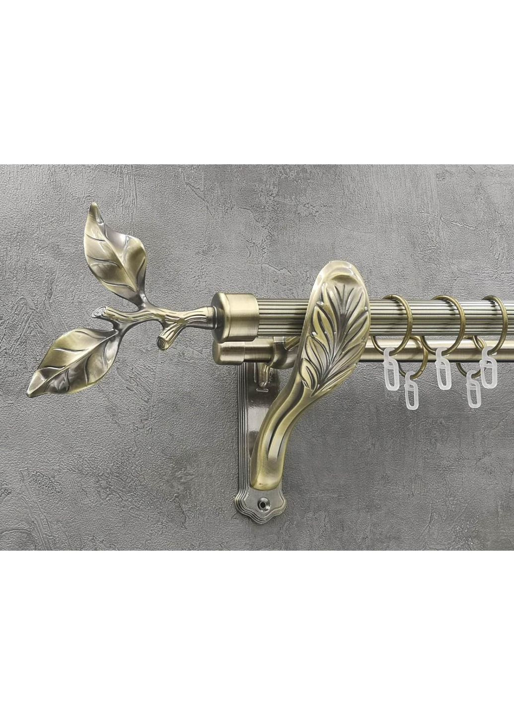 Карниз Лист рози рифленая штанга двойной ретро 25/19 мм 240 см Антик Quadrum (352782341)