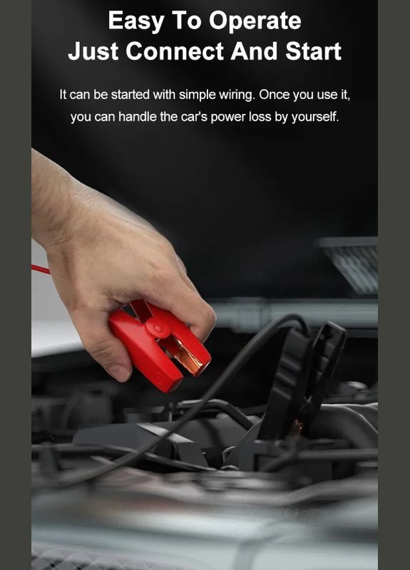 Пусковий пристрій для автомобіля бустер павербанк 20000 мА·год 12 В з LCD PRM з чохлом EAFC 2000А (300078511)