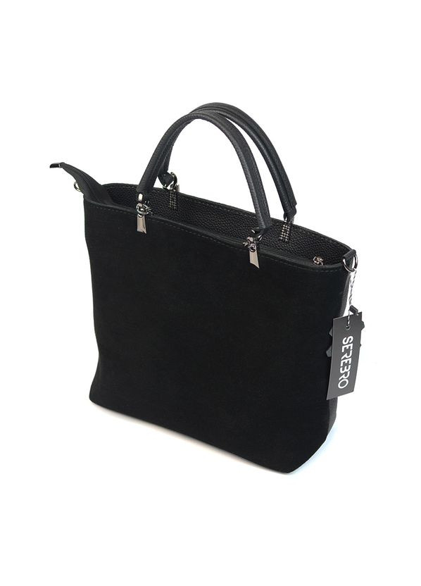 Замшева шкіряна жіноча класична сумка тоут з ручками та довгим ремінцем через плече Serebro (315332554)