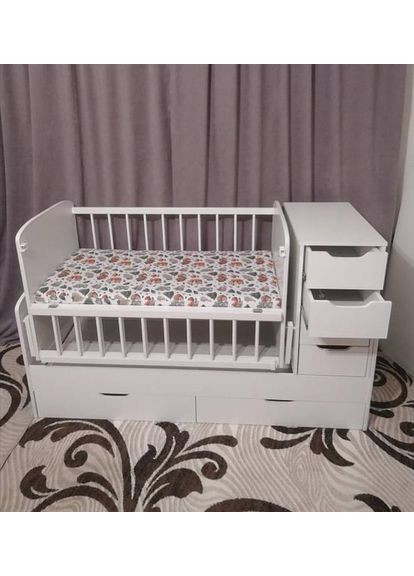 Кровать-трансформер (люлька с мятником+тумба+письменный столик+подростковая кровать, выдвижные ящики), ВЕНГЕ+МОЛОЧНЫЙ ДУБ Україна ТД (365817415)