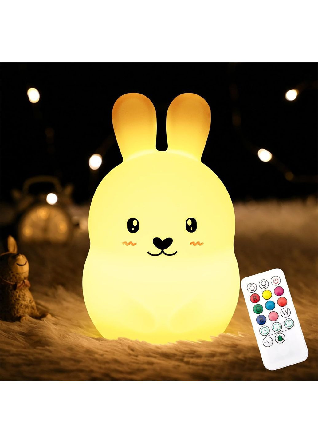 LED ночник аккумуляторный силиконовый цветной на пульте «Зайчик» белый Chwares Amazon (369965846)