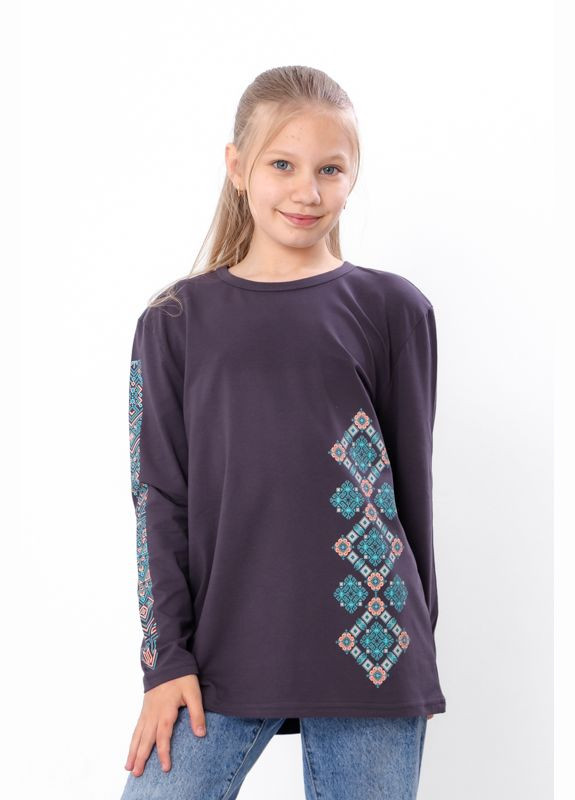 Серая джемпер для девочки (p-14851) Носи своє узор украинская символика (332974485)