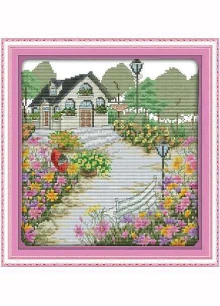 Набір для вишивання за нанесеною на канву схемою "Flowers shed (3)" .AIDA 14CT printed, 30*31 см Joy Sunday (313612863)