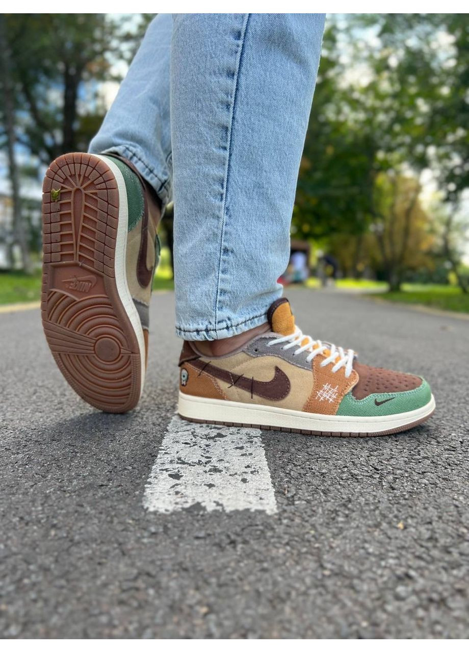 Комбіновані Осінні кросівки чоловічі nike air jordan retro 1 low og zion williamson voodoo найк аір джордан No Brand