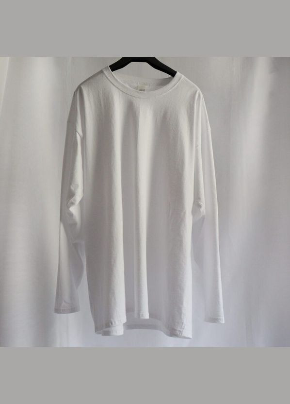 Лонгслив белый 100% хлопок однотонный унисекс прямого кроя под оверсайз No Brand (298689045)