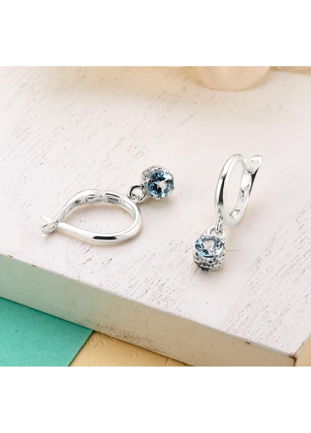 Серьги серебряные с подвесками Цефеида Голубой Топаз 925 Zirkon Skifska Etnika (364202769)