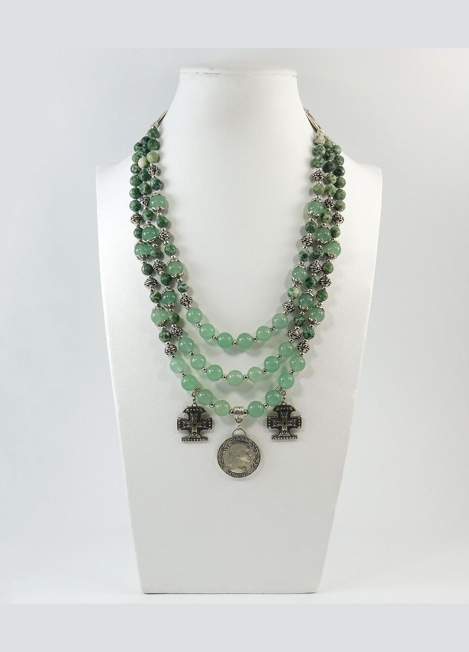 Намисто "Зелена мозаїка" Нефрит, Яшма Fursa fashion (322444387)