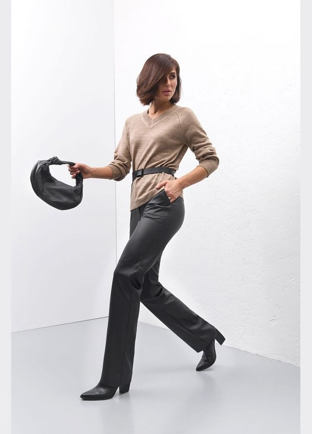 Темно-бежевый демисезонный классический джемпер с v-образным вырезом (2712) Triko Bakh