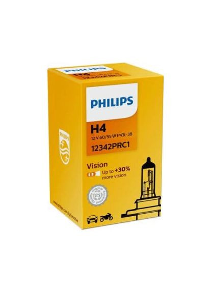 Лампа розжарювання H4 12V 60/55W P43t-38 VISION (вир-во ) Philips (332212983)
