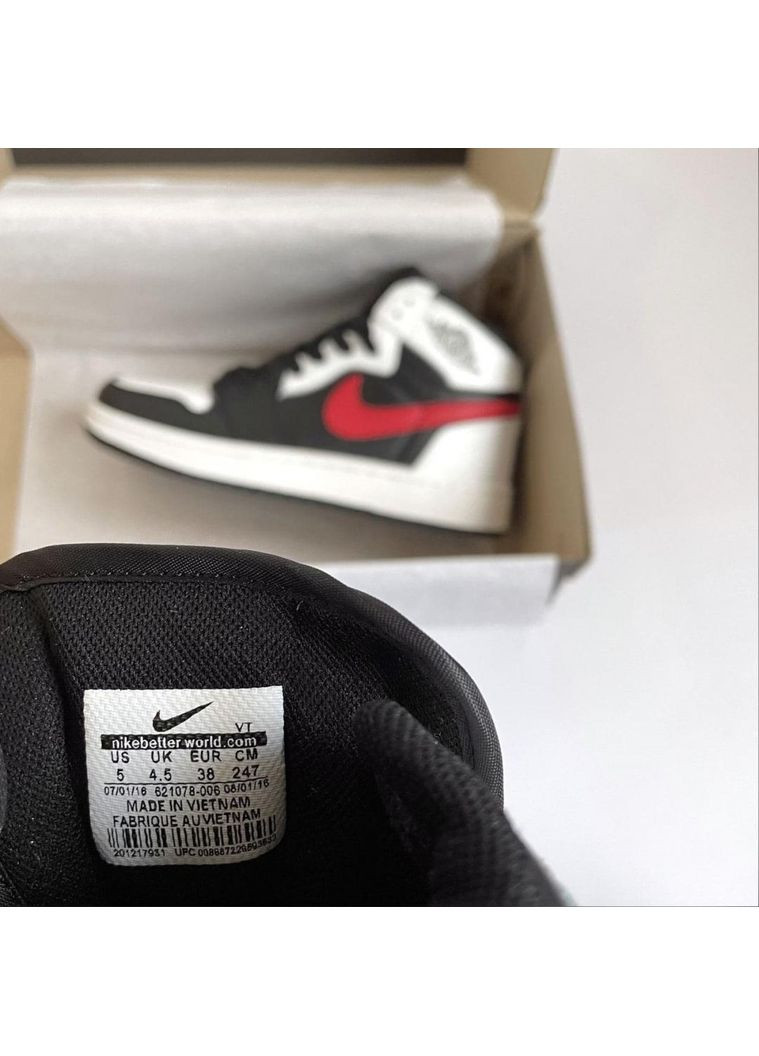 Чорні Осінні кросівки чоловічі nike air jordan 1 retro high black red white 2 найк аір джордан No Brand