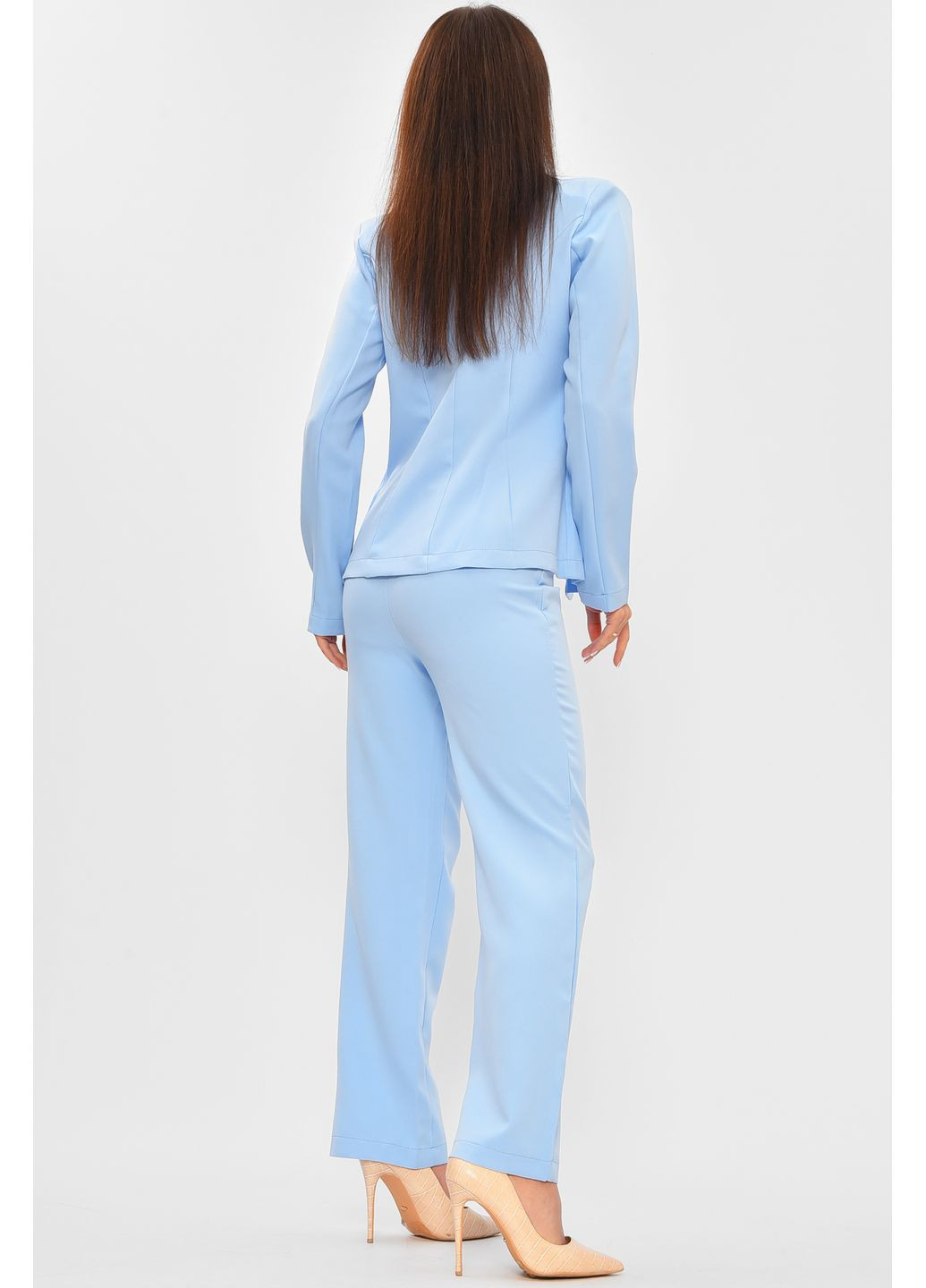 Костюм женский однотонный голубого цвета Let's Shop (364117548)