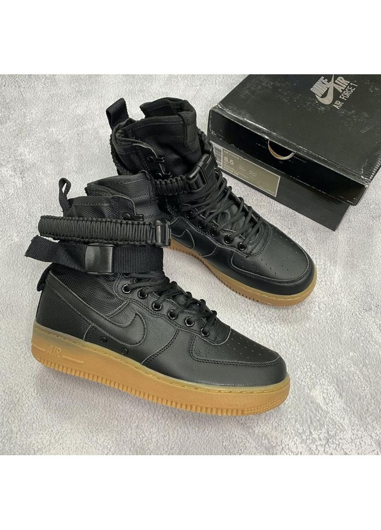 КРОССОВКИ ЖЕНСКИЕ NIKE SPECIAL FLED AIR FORCE 1 BLACK BEIGE 2 НАЙК No Brand чёрные демисезоны (367177232)