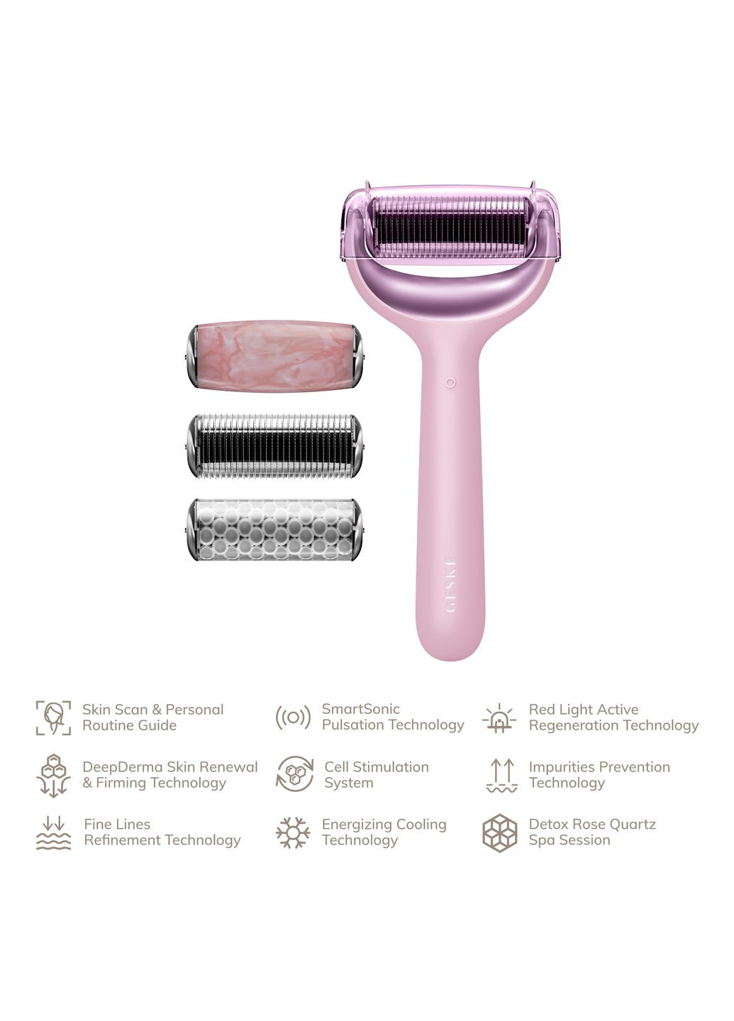 Ролер для голкової мезотерапії обличчя та тіла MicroNeedle Face&Body Roller 9в1 pink GESKE (341526305)