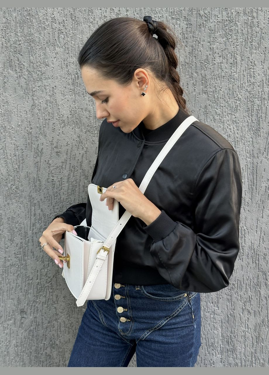 Жіноча біла молочна сумка 8015 8018 крос-боді No Brand (299279375)
