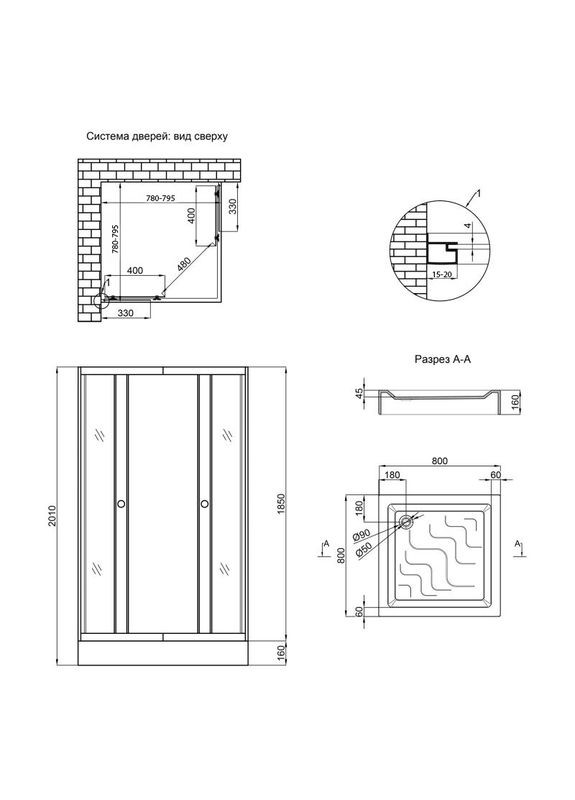 Набор душевая кабина Wawel SC80x80.SAT.LOW.GR, стекло тонированное 4 мм + поддон Mazur LIDZ Душова кабіна: SC80x80.SAT.LOW.GR. Піддон: ST80x80x16. (337514702)