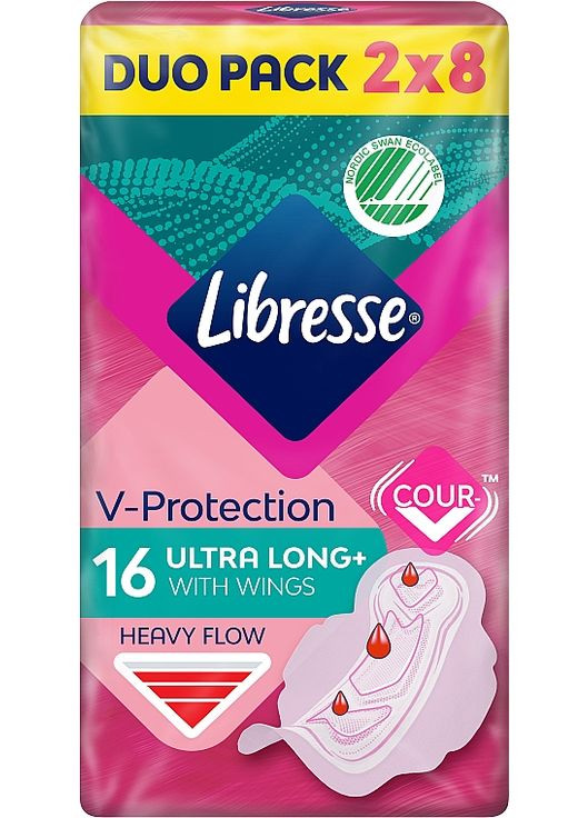 Гігієнічні прокладки Ultra Long з крильцями, подовжені, 16 шт. Ultra Thin Super Soft 16шт (791470-24639) Libresse (368632104)