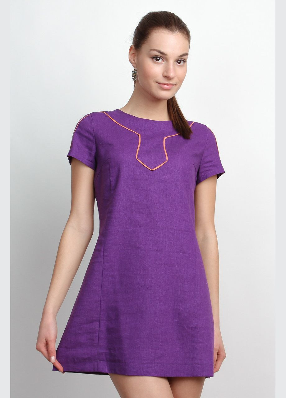 Фиолетовое праздничный платье-туника льняное 2 Льва
