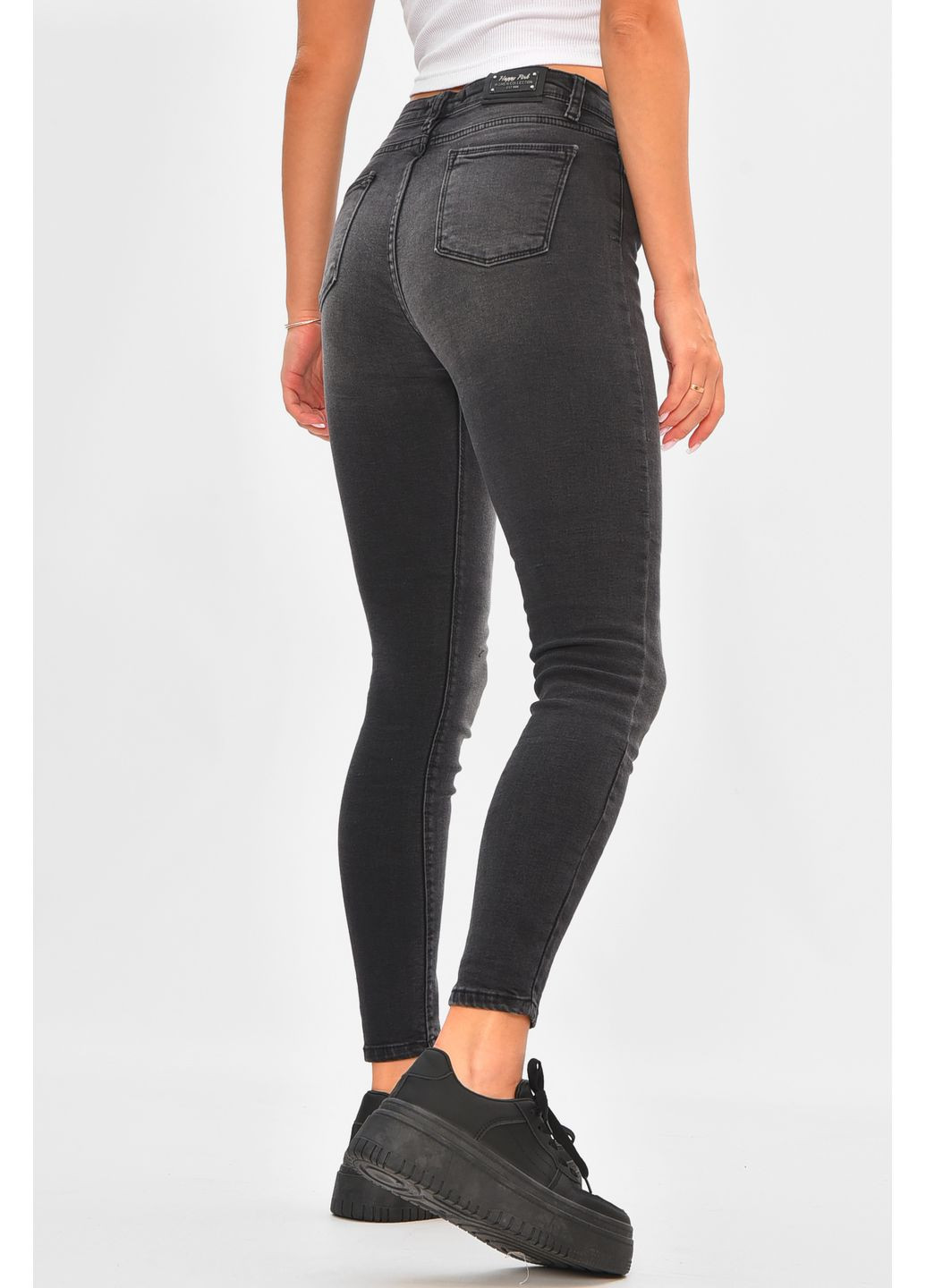 Джинсы женские скинни темно-серого цвета Let's Shop - (358058537)