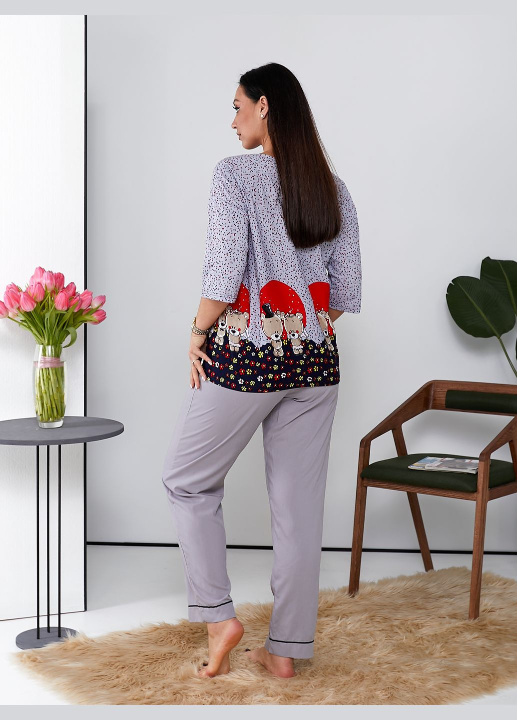 Затишна та стильна жіноча піжама зі 100% бавовни Tailer (278766062)