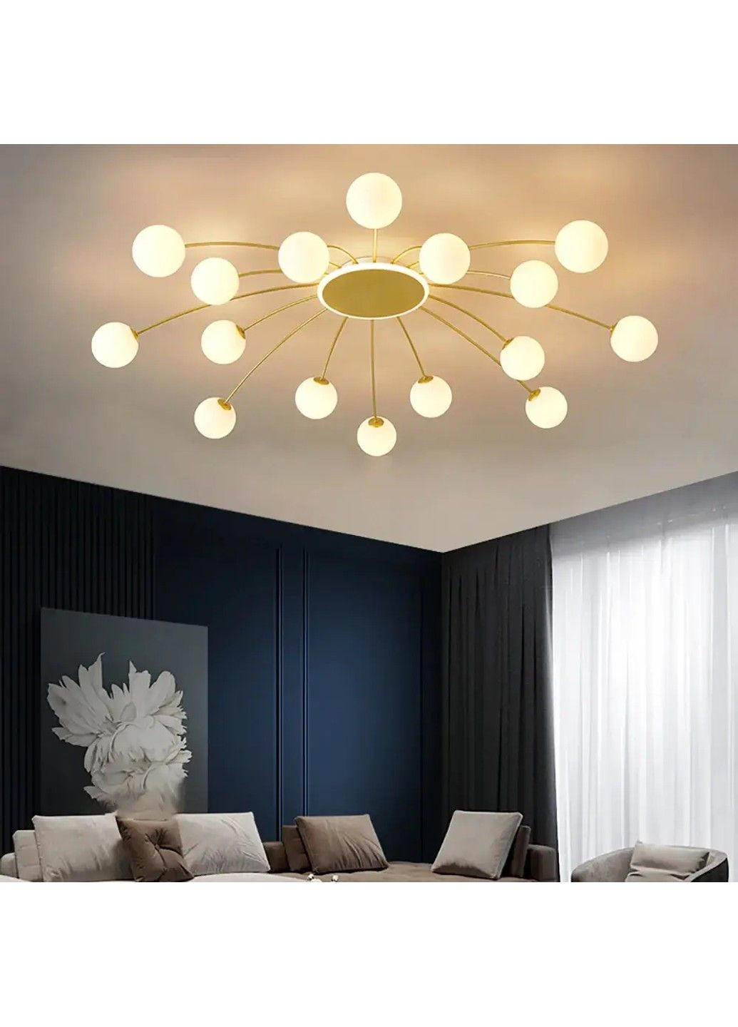 Світлодіодна люстра Орбіта 8618 (Золота) на 16+1 плафонів No Brand (331640514)