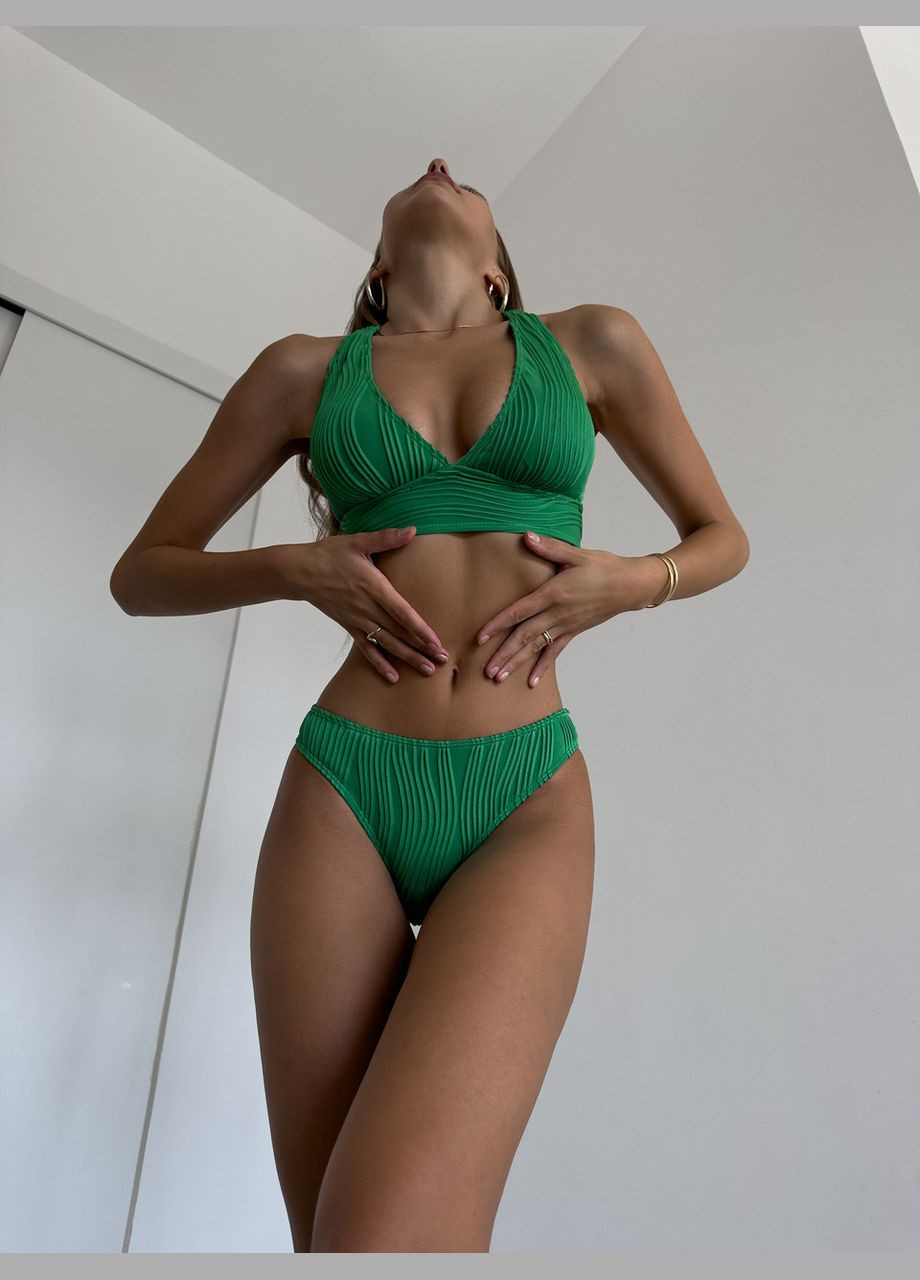 Зелений літній розкішний та комфртний роздільний купальник роздільний Ghazel