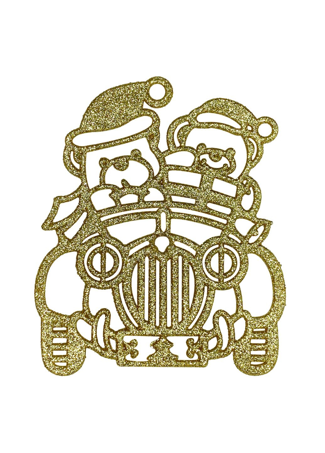 Новогодняя подвеска Медведи на машине 2Д 12х10см розовый MIS LT (365627311)