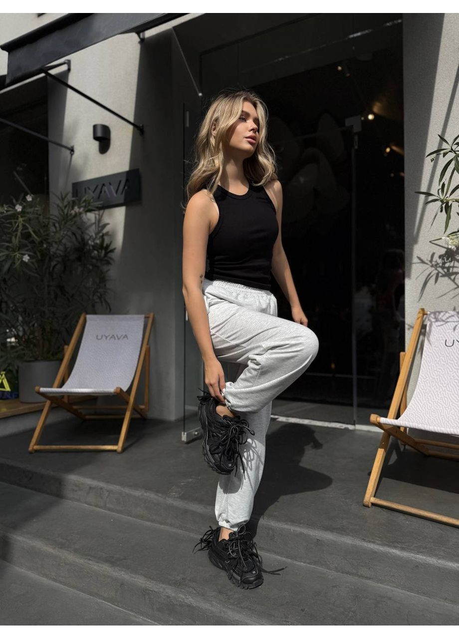 Женские спортивные штаны свободного кроя серого цвета 35129 No Brand (362892968)