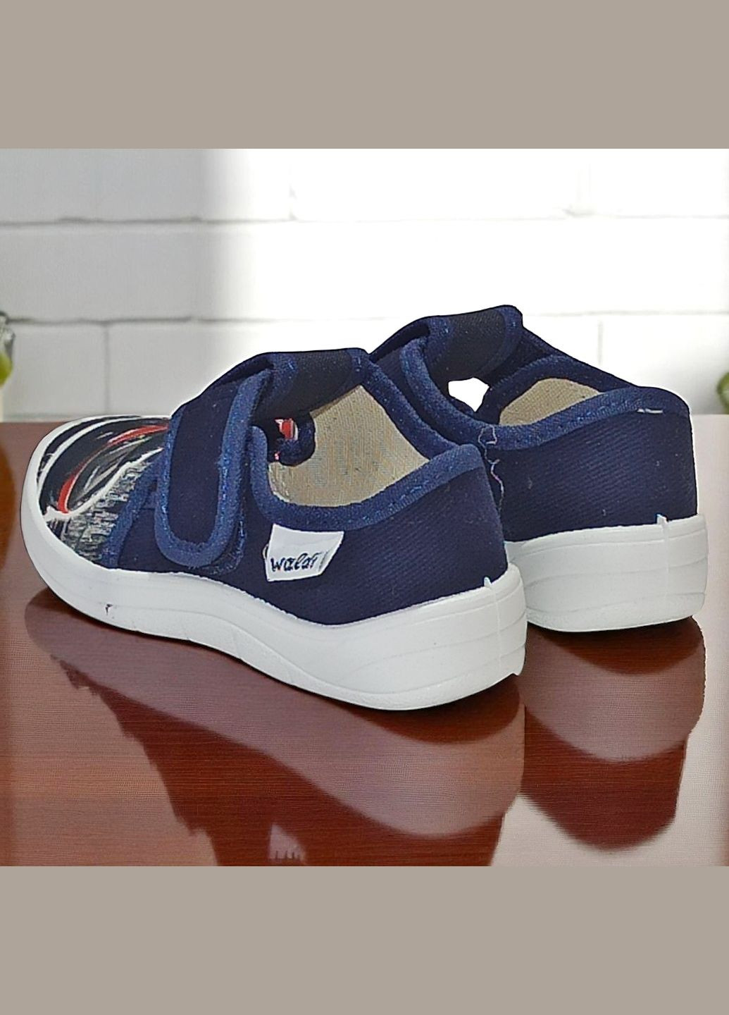 Синие ортопедические тапочки на липучке для мальчика сменка в садик валди Waldi