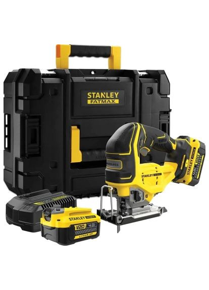 Электролобзик FatMax,18В (V20) Li-Ion,2x4Ah, 3.200 ход/мин, кейс (SFMCS650M2K) Stanley кейс, 3.200 хід/хв, 2x4Ah, 18В (V20) Li-Ion, FatMax (380265099)