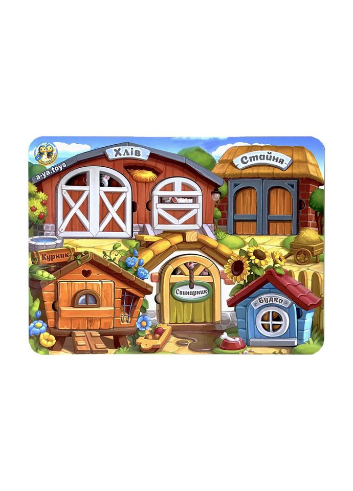 Деревянный пазл вкладыш «Ферма» Ubumblebees (365640200)