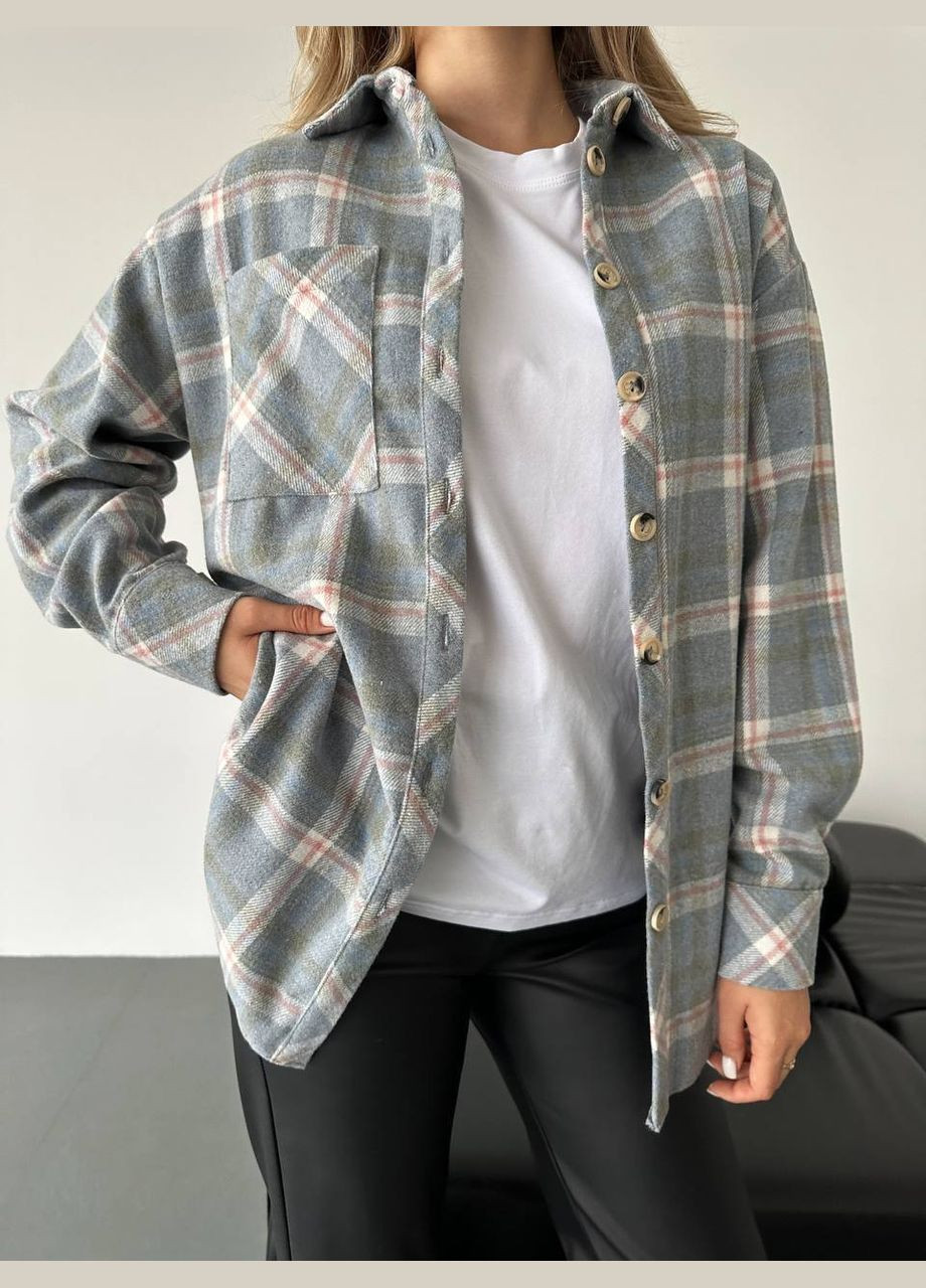 Серая повседневный рубашка Lilove с длинным рукавом