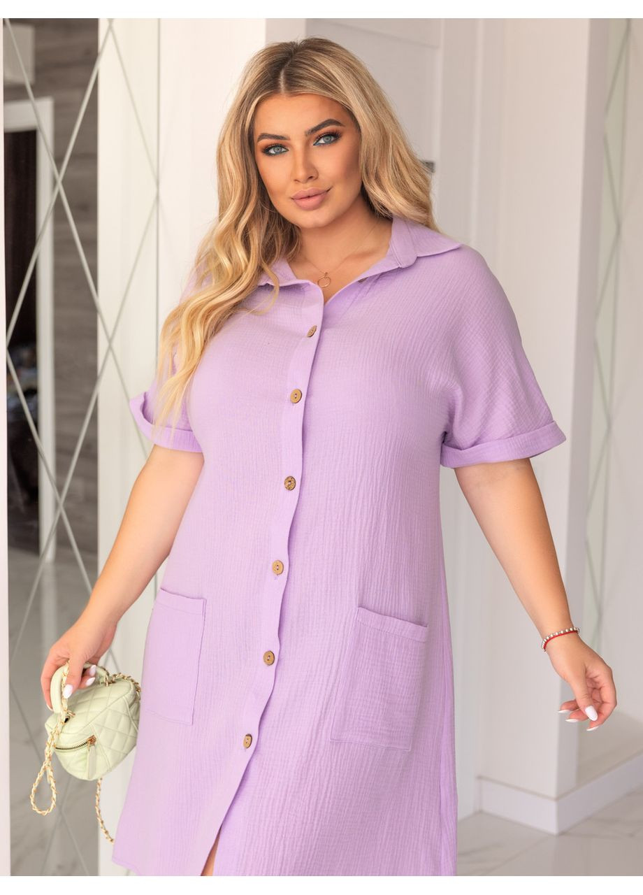 Лілова літня муслінова сукня-сорочка Fashion Girl