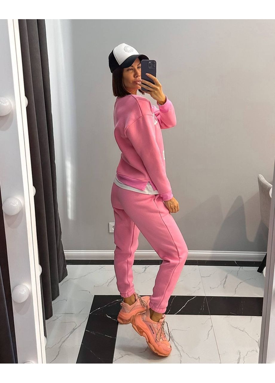 Костюм тринитка на флісі (світшот, штани), колір Рожевий Fashion (365072306)